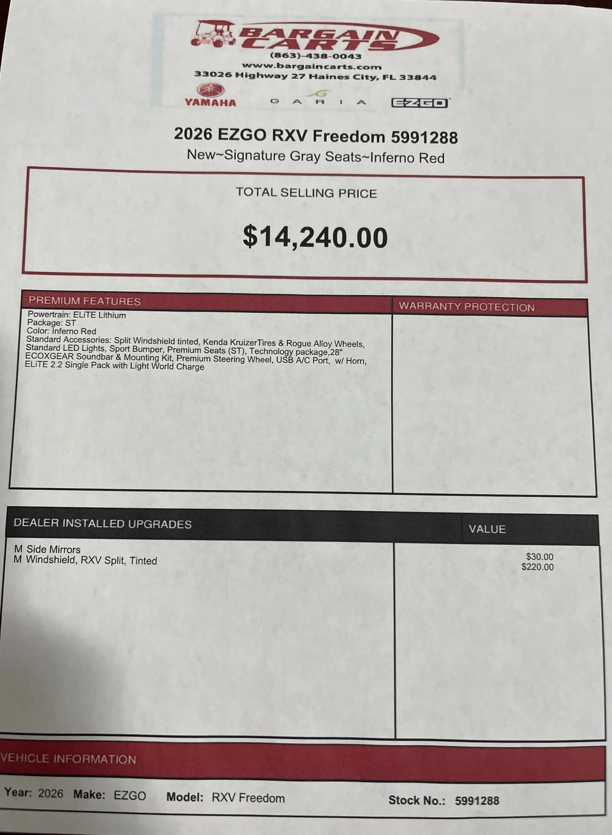 2026 E-Z-GO RXV ELiTE Lithium photo 2