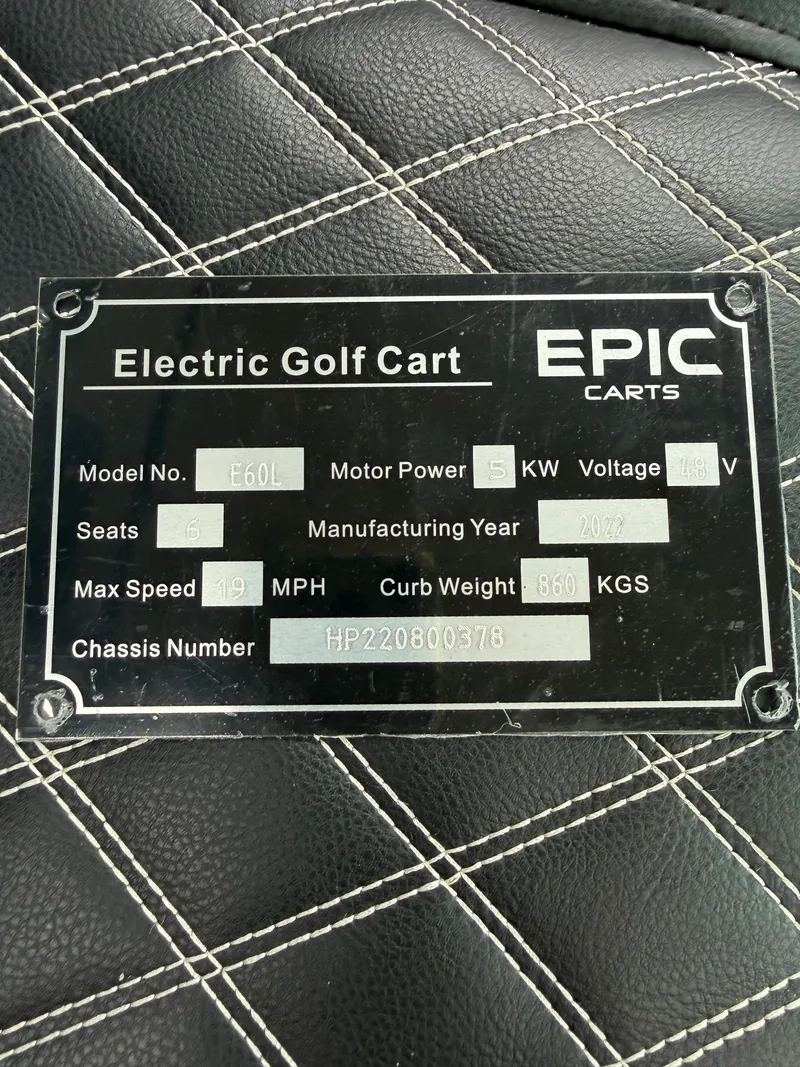 2022 Epic Carts E60L Base photo 8